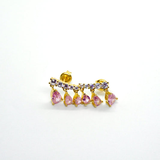 Orecchini in argento 925 con zirconi pendenti rosa